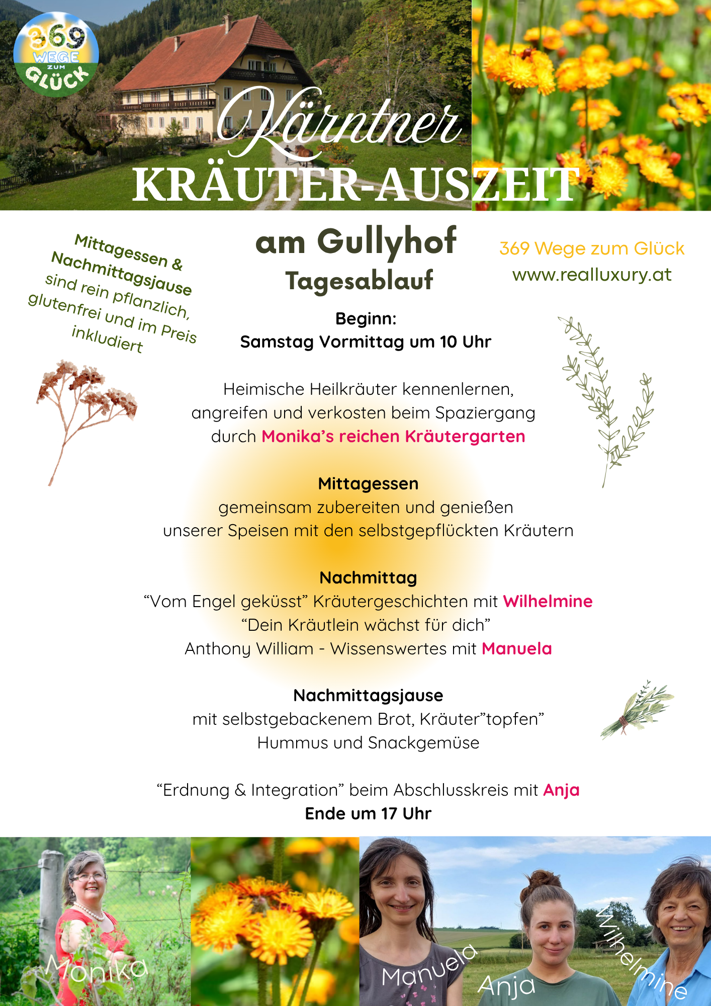 Tagesablauf der Kräuter-Auszeit am Gullyhof